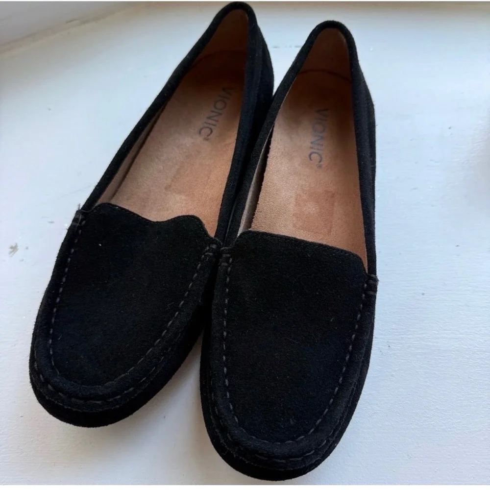 Vionic Minna Suede Driving Loafers Womens 8.5 Black